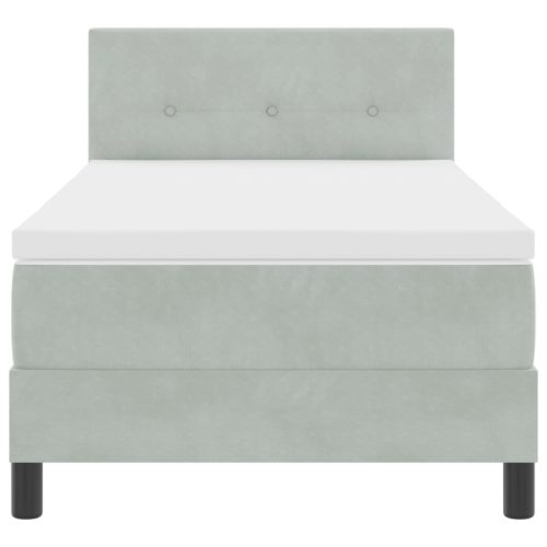  Boxspring Ágy Matrac és LED Fénnyel Világosszürke 90x190 cm Bársony