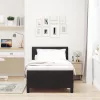  Boxspring Ágy Mattal és LED Fényekkel Fekete 90x200 cm Bársonyos