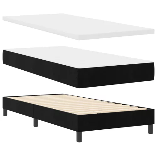  Boxspring Ágy Mattal és LED Fényekkel Fekete 90x200 cm Bársonyos