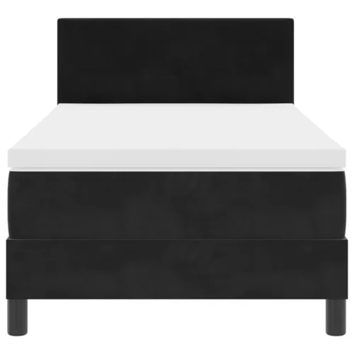  Boxspring Ágy Mattal és LED Fényekkel Fekete 90x200 cm Bársonyos