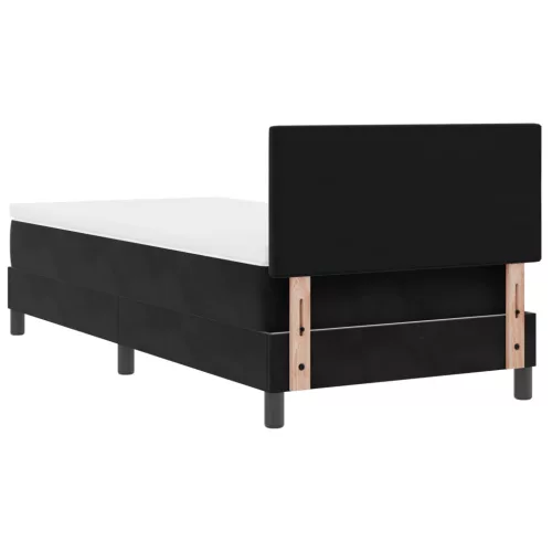  Boxspring Ágy Mattal és LED Fényekkel Fekete 90x200 cm Bársonyos