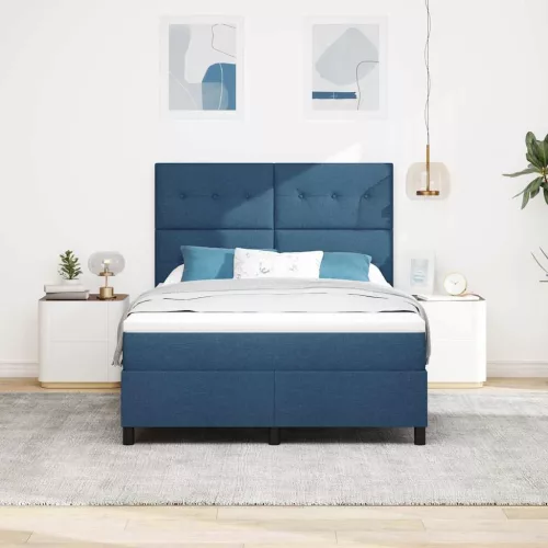  Boxrugós ágy matracmal fejtámlával Kék 140 x 190 cm szövet