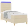  LED Box Spring Ágy matracmal Krém 80 x 200 cm szövet