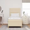  LED Box Spring Ágy matracmal Krém 80 x 200 cm szövet