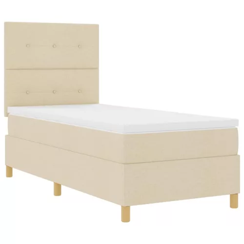  LED Box Spring Ágy matracmal Krém 100 x 200 cm szövet