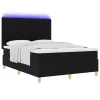  LED Box Spring Ágy matracmal Fekete 140 x 190 cm szövet