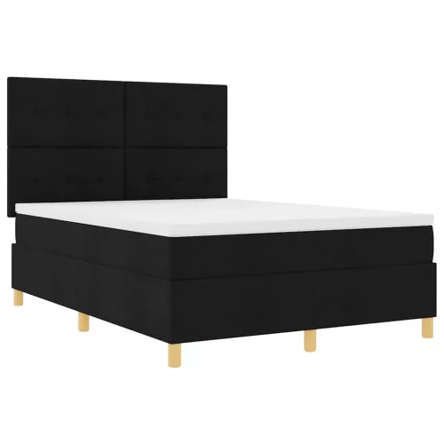  LED Box Spring Ágy matracmal Fekete 140 x 190 cm szövet