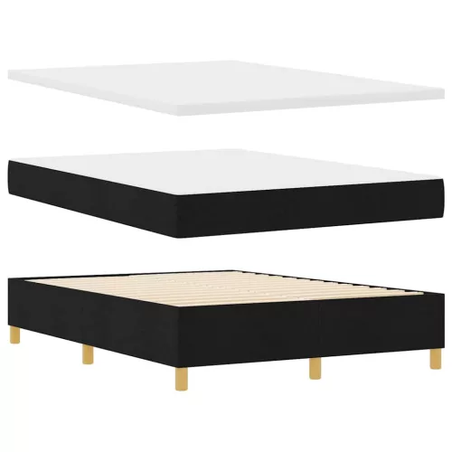  LED Box Spring Ágy matracmal Fekete 140 x 190 cm szövet