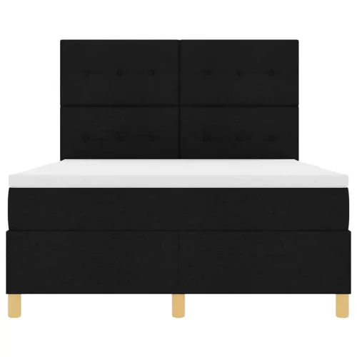  LED Box Spring Ágy matracmal Fekete 140 x 190 cm szövet