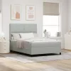  Boxspring Ágy Mattal & LED Fénnyel Világosszürke 140x190 cm Bársonyos