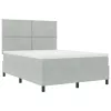  Boxspring Ágy Mattal & LED Fénnyel Világosszürke 140x190 cm Bársonyos