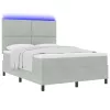  Boxspring Ágy Mattal & LED Fénnyel Világosszürke 140x190 cm Bársonyos