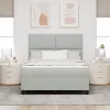  Boxspring Ágy Mattal & LED Fénnyel Világosszürke 140x190 cm Bársonyos
