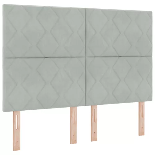  Boxspring Ágy Mattal & LED Fénnyel Világosszürke 140x190 cm Bársonyos