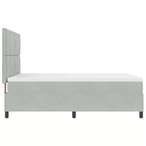  Boxspring Ágy Mattal & LED Fénnyel Világosszürke 140x190 cm Bársonyos