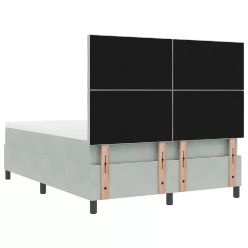  Boxspring Ágy Mattal & LED Fénnyel Világosszürke 140x190 cm Bársonyos