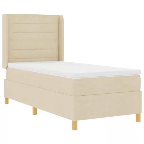  Boxrugós ágy matracmal fejtámlával Krém 90 x 190 cm szövet