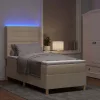  Boxrugós ágy matracmal fejtámlával Krém 90 x 190 cm szövet