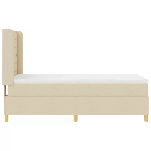  Boxrugós ágy matracmal fejtámlával Krém 90 x 190 cm szövet