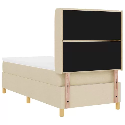  Boxrugós ágy matracmal fejtámlával Krém 90 x 190 cm szövet