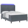  Boxspring Ágy Mattress & LED Sötétszürke 160x200 cm Velvet