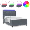  Boxspring Ágy Mattress & LED Sötétszürke 160x200 cm Velvet