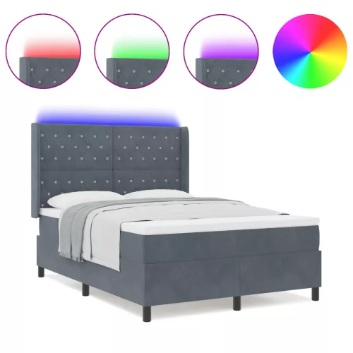  Boxspring Ágy Mattress & LED Sötétszürke 160x200 cm Velvet