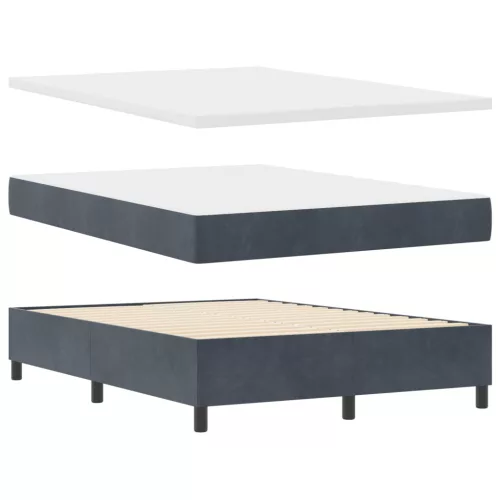  Boxspring Ágy Mattress & LED Sötétszürke 160x200 cm Velvet