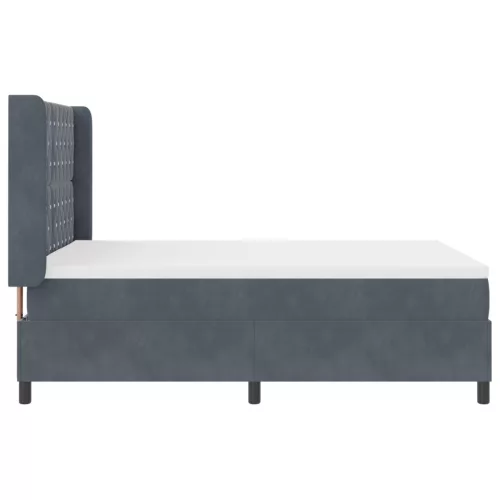  Boxspring Ágy Mattress & LED Sötétszürke 160x200 cm Velvet