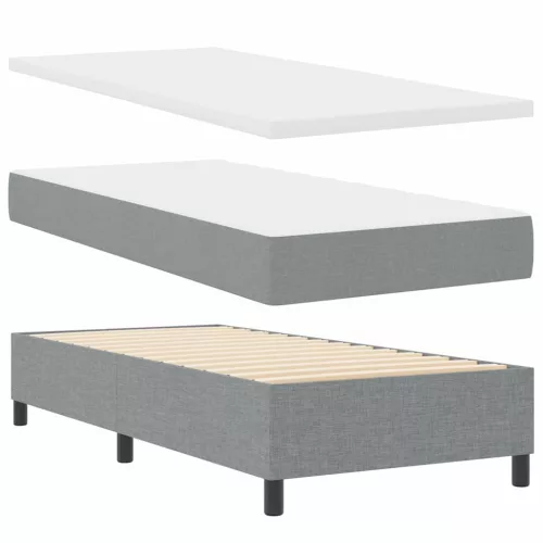  Boxrugós ágy matracmal Világosszürke 90 x 200 cm szövet