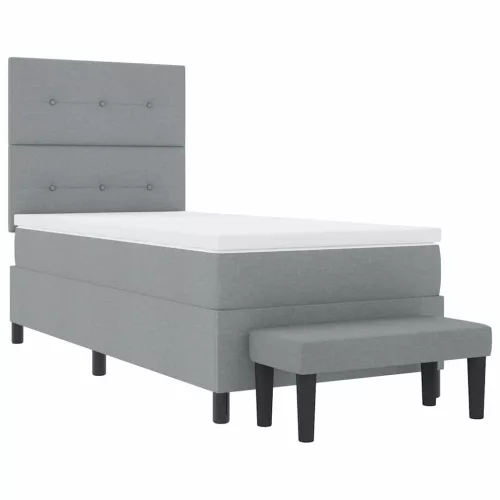  Boxrugós ágy matracmal Világosszürke 90 x 200 cm szövet