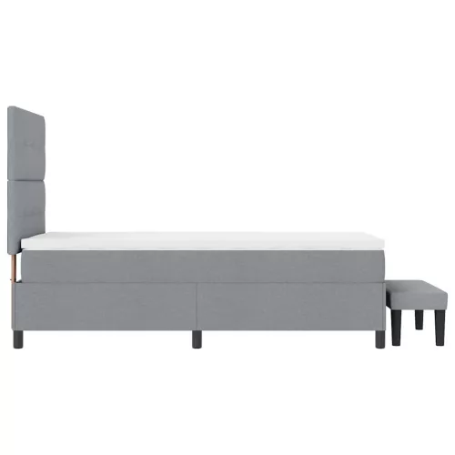  Boxrugós ágy matracmal Világosszürke 90 x 200 cm szövet