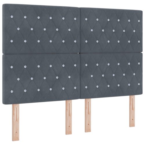  Box Spring Ágy Matraccal és Pad Sötét Szürke 160x200 cm Bársony