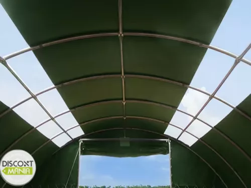 TP HIGHLANDER 9,15x26m ipari sátorcsarnok / mezőgazdasági sátor nehezen éghető PRIMEtex 2300 ponyvával, ablakkal - sötétzöld