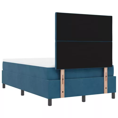  Boxrugós ágy matracmal Sötétkék 120 x 200 cm Bársony