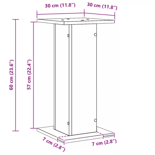 Hangszóró állványok - 2 db, fekete tölgy, 30 x 30 x 60 cm.