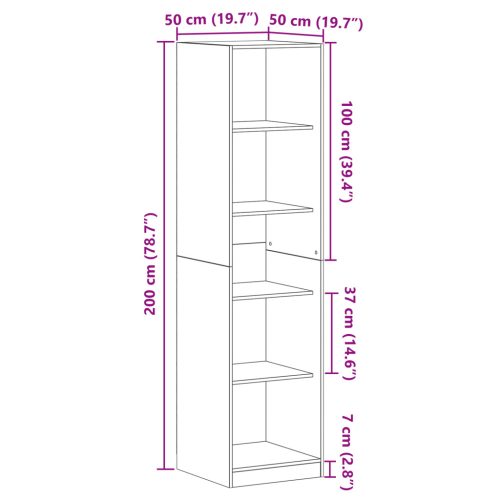  Szekrény Fekete Tölgy 50x50x200 cm Mérnöki Fa