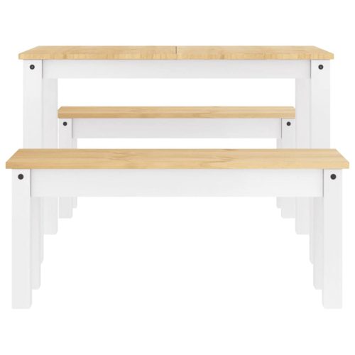  PANAMA 3 részes fehér tömör fenyőfa étkezőgarnitúra