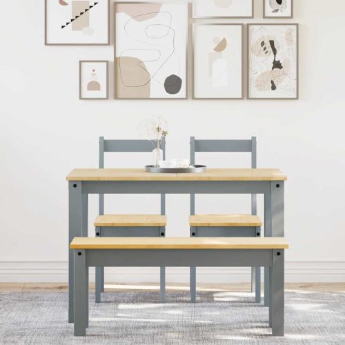  Panama 4 részes szürke tömör fenyőfa étkezőgarnitúra