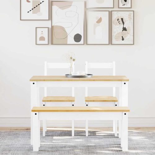  PANAMA 4 részes fehér tömör fenyőfa étkezőgarnitúra