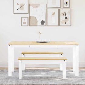  PANAMA 3 részes fehér tömör fenyőfa étkezőgarnitúra