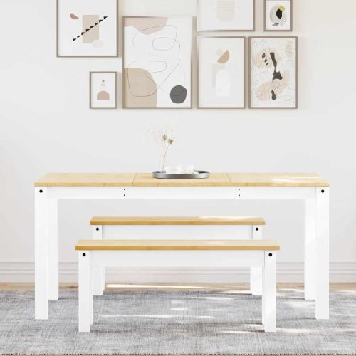  PANAMA 3 részes fehér tömör fenyőfa étkezőgarnitúra