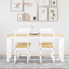  Panama 5 részes fehér tömör fenyőfa étkezőgarnitúra