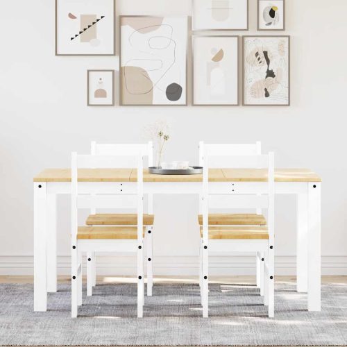  Panama 5 részes fehér tömör fenyőfa étkezőgarnitúra