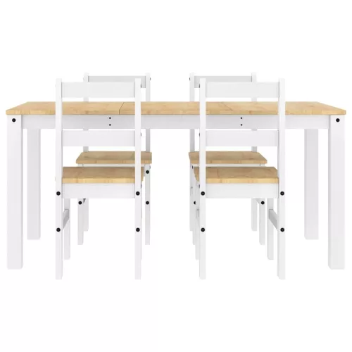  Panama 5 részes fehér tömör fenyőfa étkezőgarnitúra