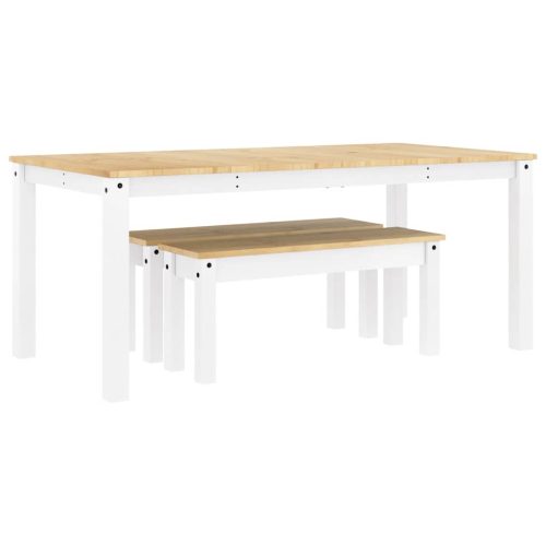  PANAMA 3 részes fehér tömör fenyőfa étkezőgarnitúra