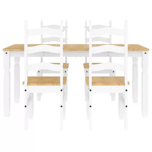  Panama 5 részes fehér tömör fenyőfa étkezőgarnitúra