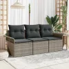  Kerti Kanapé Szett 3 pcs Szürke 196 x 62 x 85cm polirattan
