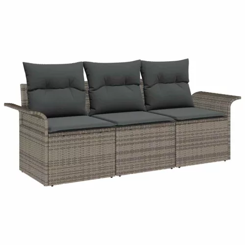  Kerti Kanapé Szett 3 pcs Szürke 196 x 62 x 85cm polirattan