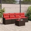  Kanapé Szett párnával 5 pcs Barna polirattan